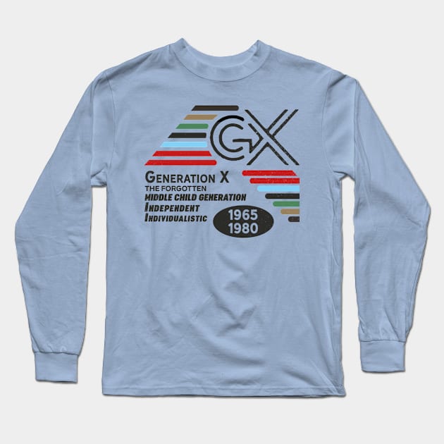 Generation X middle child generation 1965 1980 Long Sleeve T-Shirt by Nostalgia Avenue